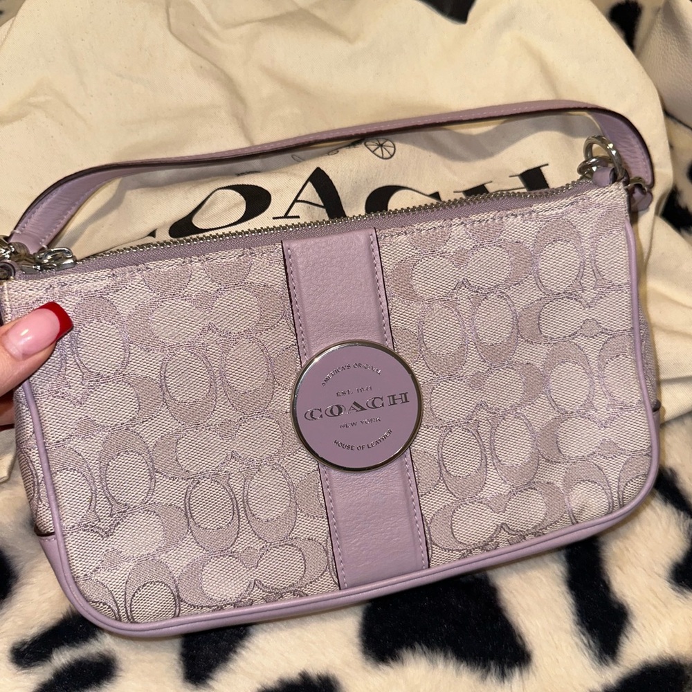 Coach Purple and Cream Shoulder Bag - Picture 5 of 5